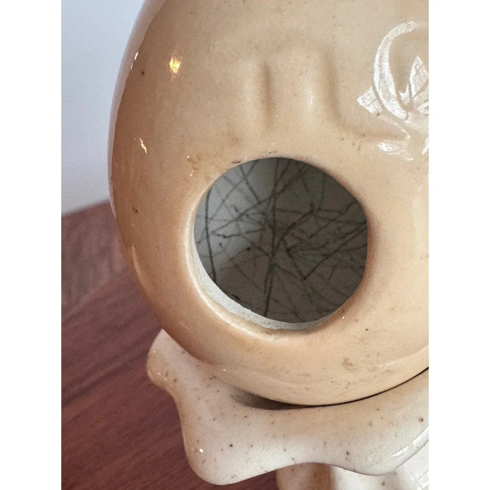 Vintage‎ Ceramic Cat Egg With Stand Hand Painted